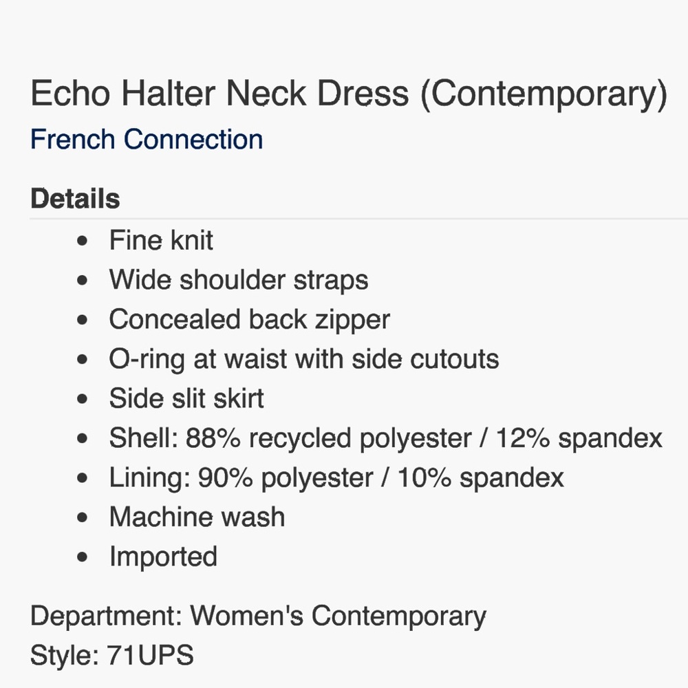French Connection Side Cut-Outs O-Ring Halter Neck Echo Dress -Size 4 - Picture 12 of 12